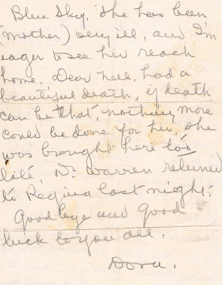 Dora Letter to Joe on death of Nellie page 2